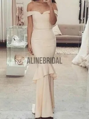 Off Shoulder Elegant Mermaid Charming Long Bridesmaid Dresses, AB4026