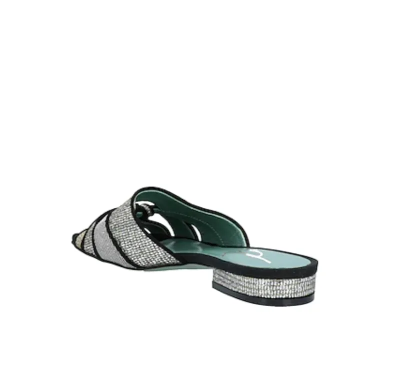 Open Toe Slide - Black Metallic