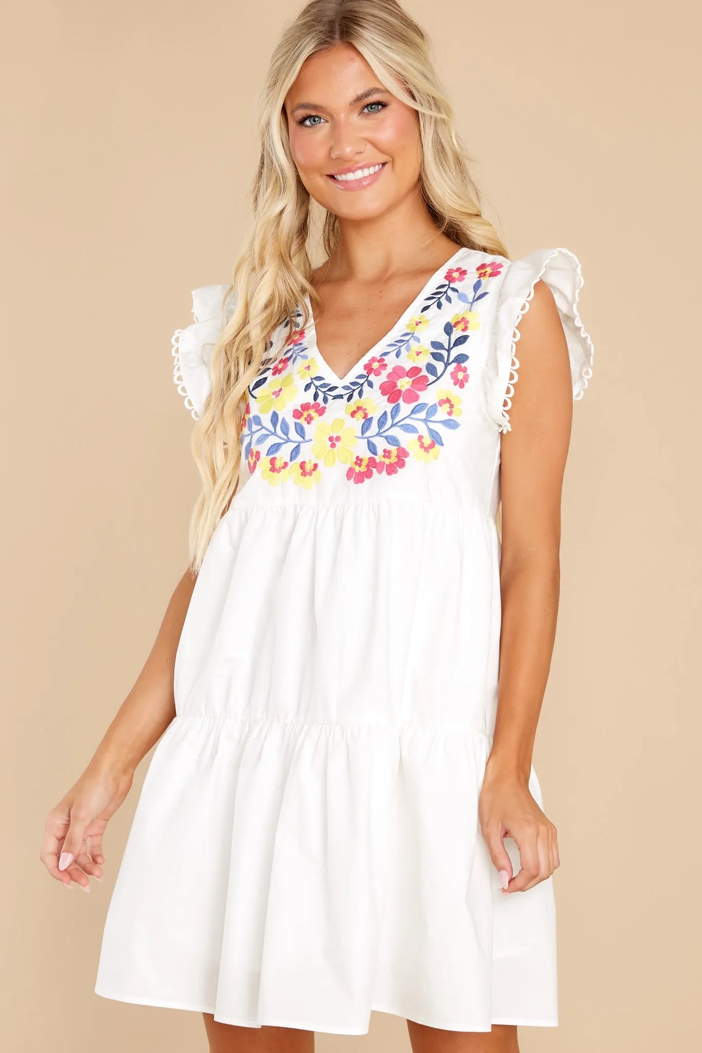 Pretty Places White Embroidered Dress