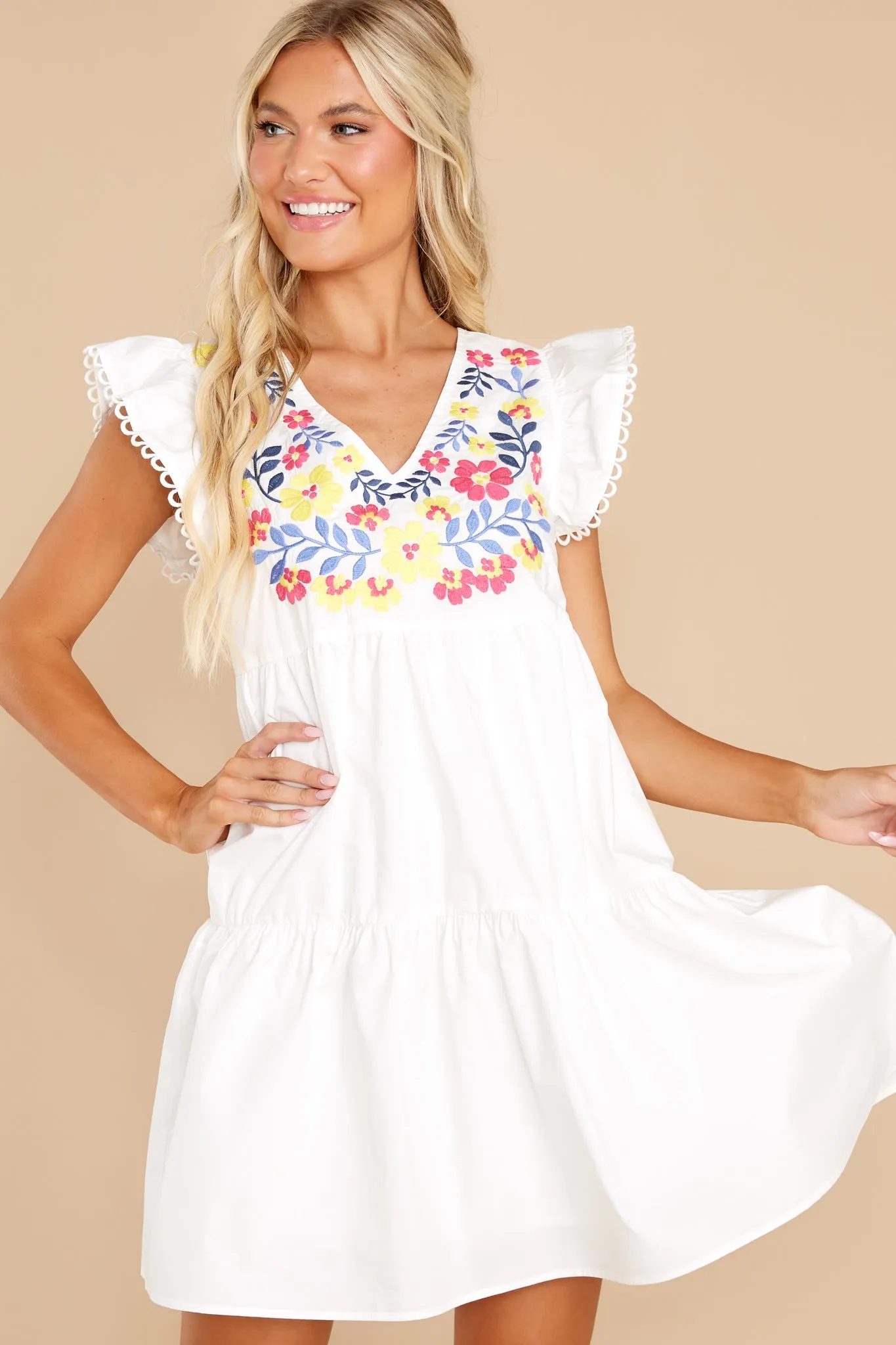 Pretty Places White Embroidered Dress