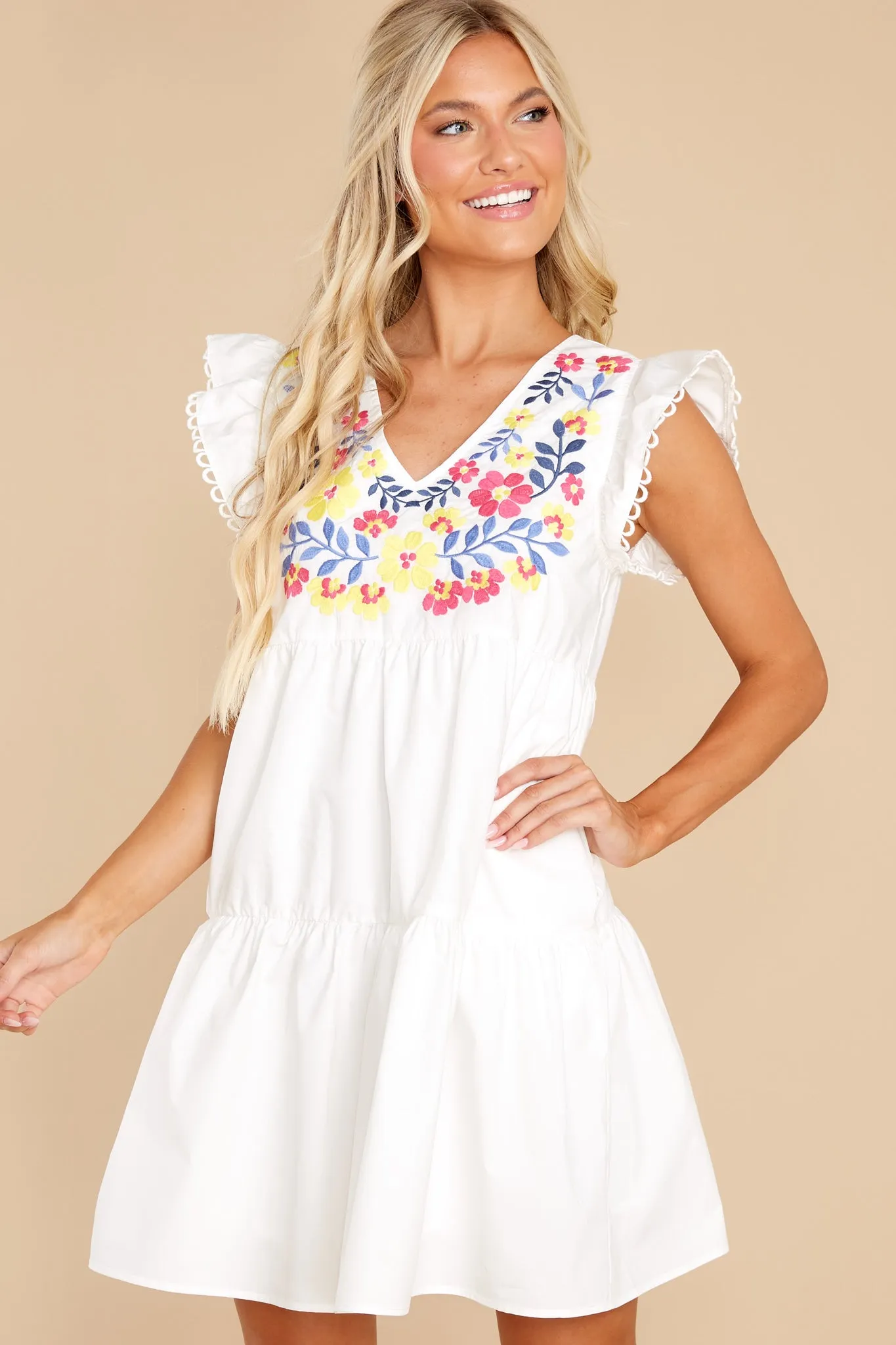 Pretty Places White Embroidered Dress