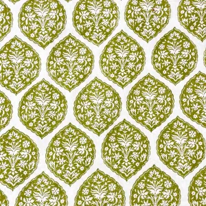 Sage Green Designer Hand Block Printed Linen Fabric