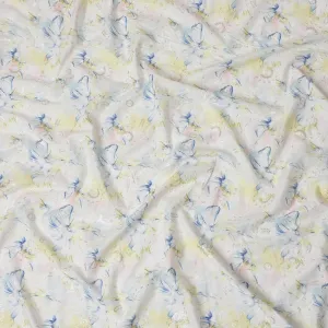 Soft Pastel Floral Sequin Embroidered Synthetic Cotton Fabric - 110cm Wide-D18551