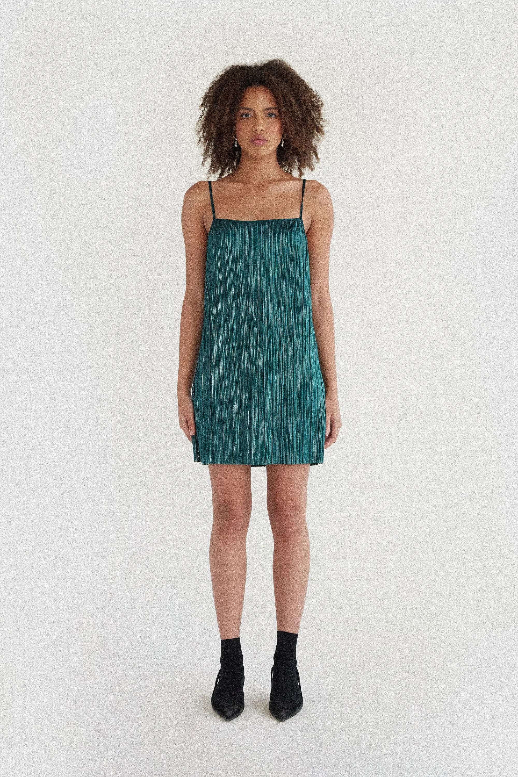 SPARKLY PLEATED MINI DRESS