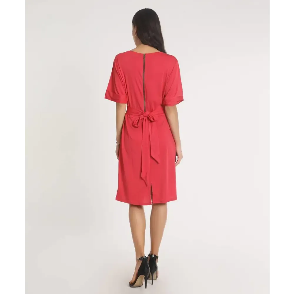 Stylish Polyester Red Solid Dress For Women