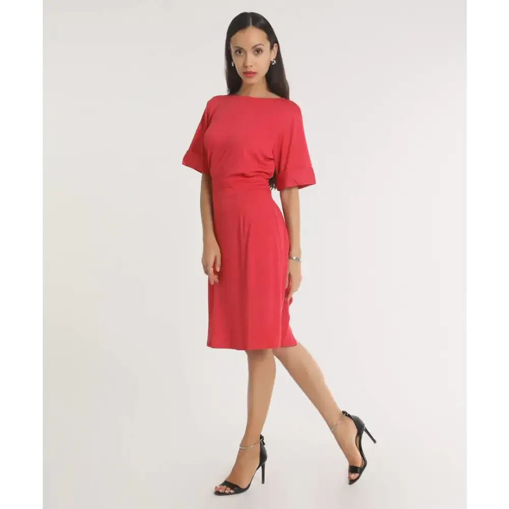 Stylish Polyester Red Solid Dress For Women