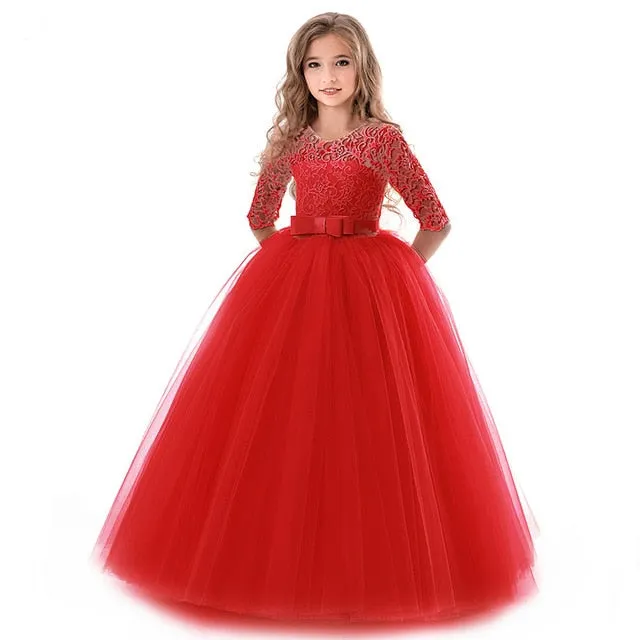 Stylish Sweet Girls' Lace Ball Gowns With Embroidery