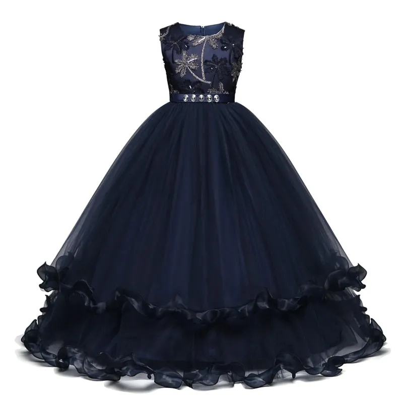 Stylish Sweet Girls' Lace Ball Gowns With Embroidery