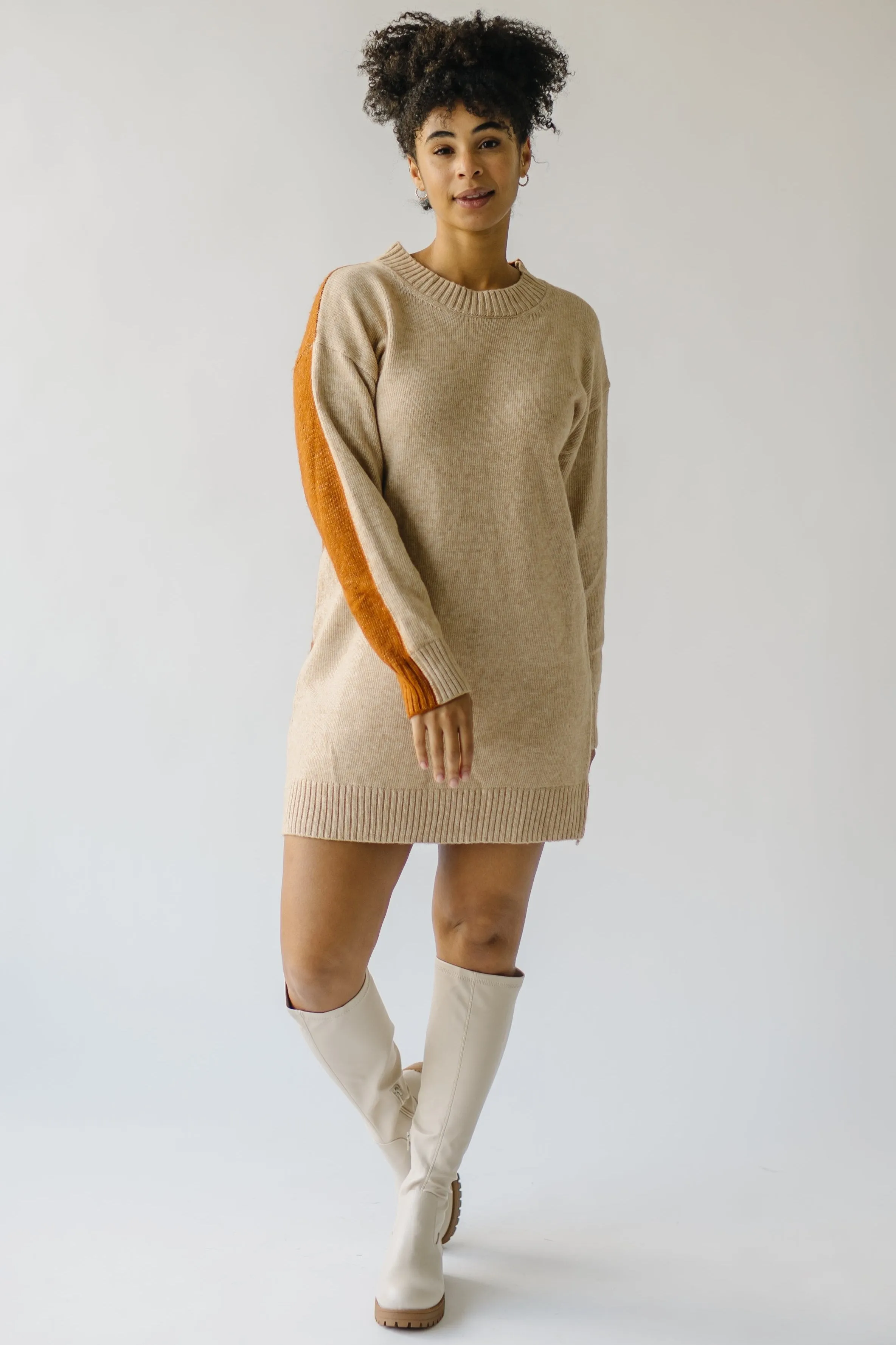 The Sharrow Two Tone Sweater in Sand