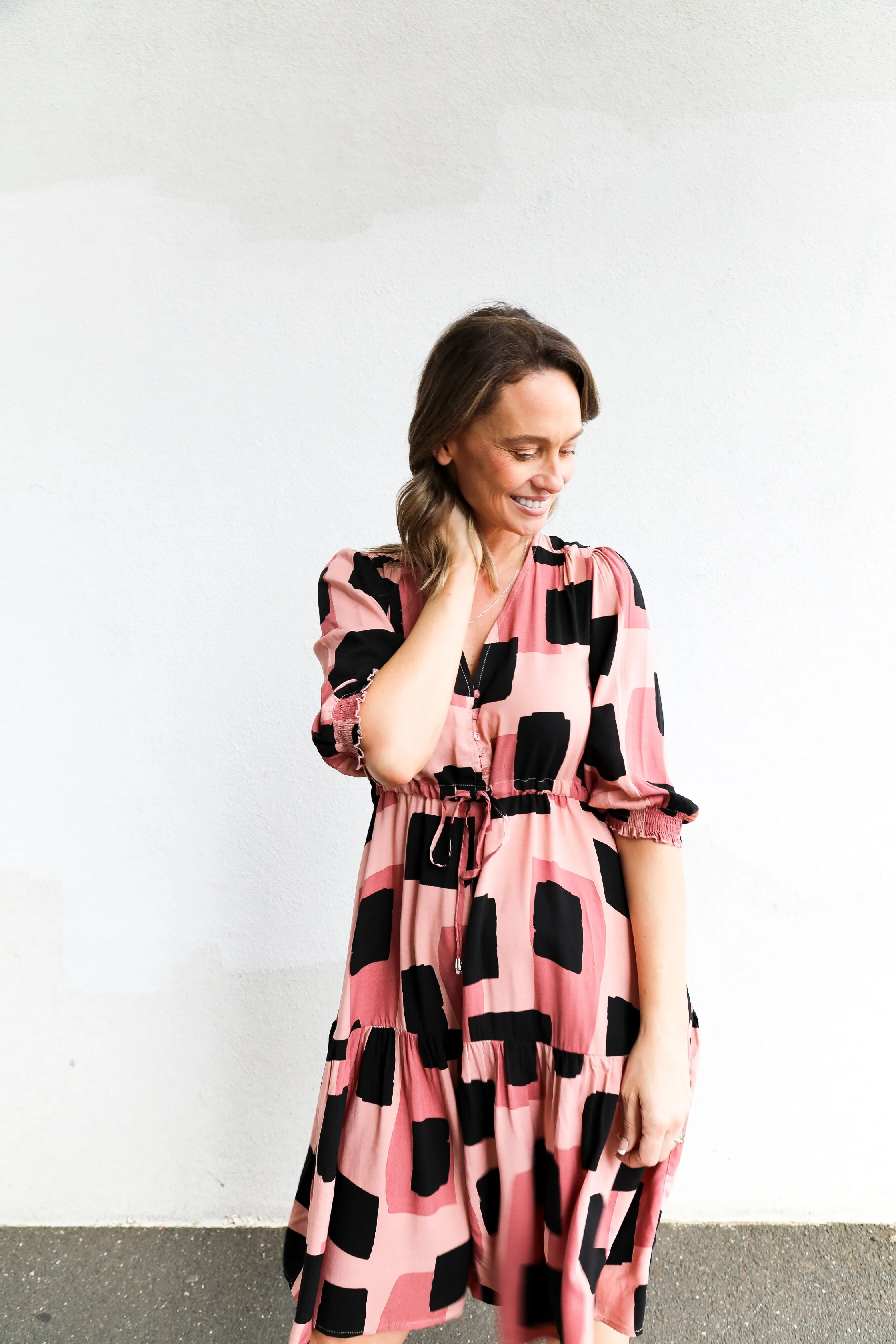 Theo Dress (Black, Rose & Pink Multi)