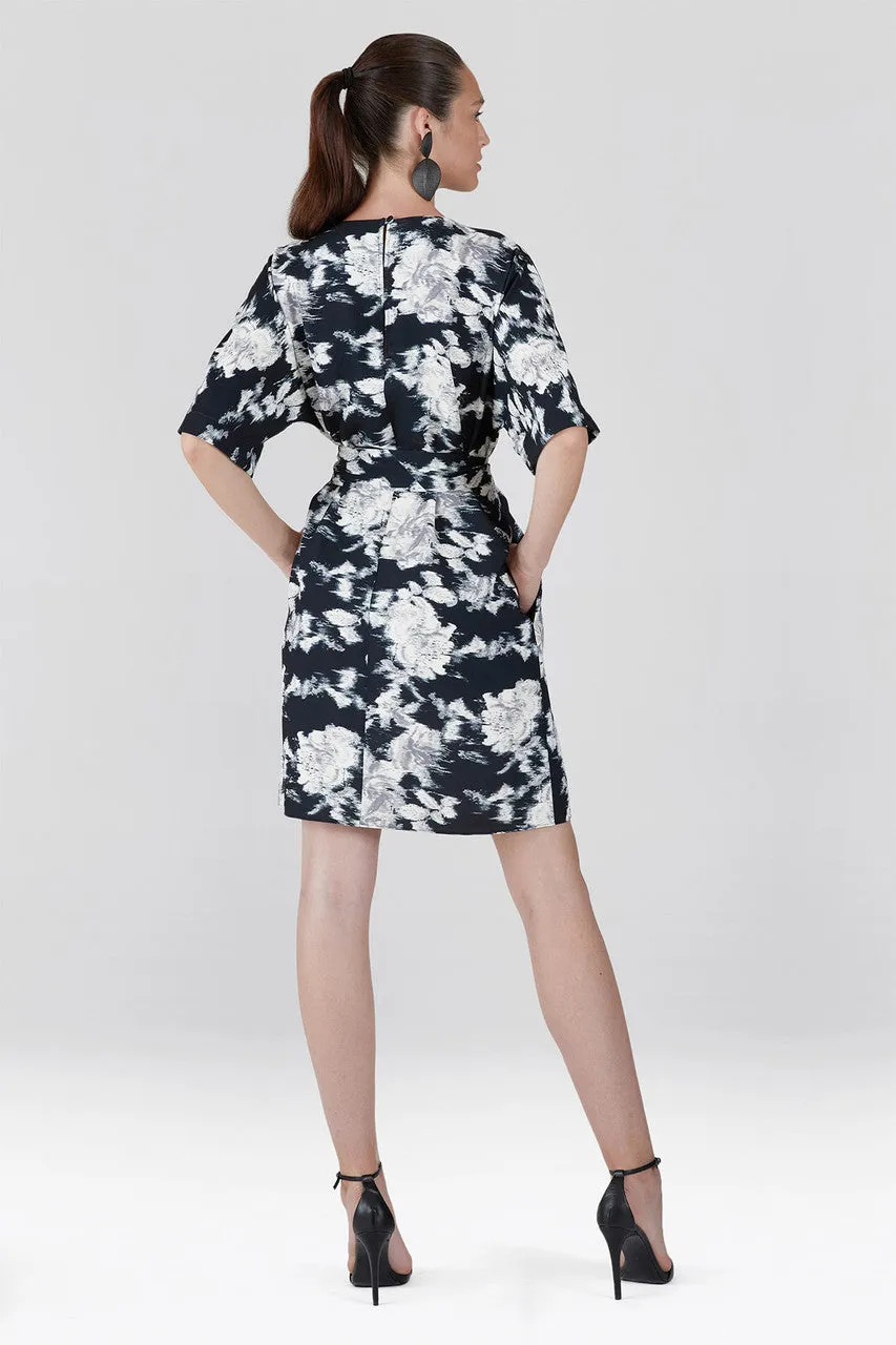 Tie-Dye Floral - Fluid Crepe Pleated Dress