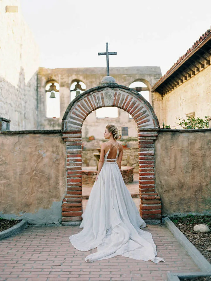 Unique Nude Spaghetti Straps Tulle A-line Charming Wedding Dresses, AB1165