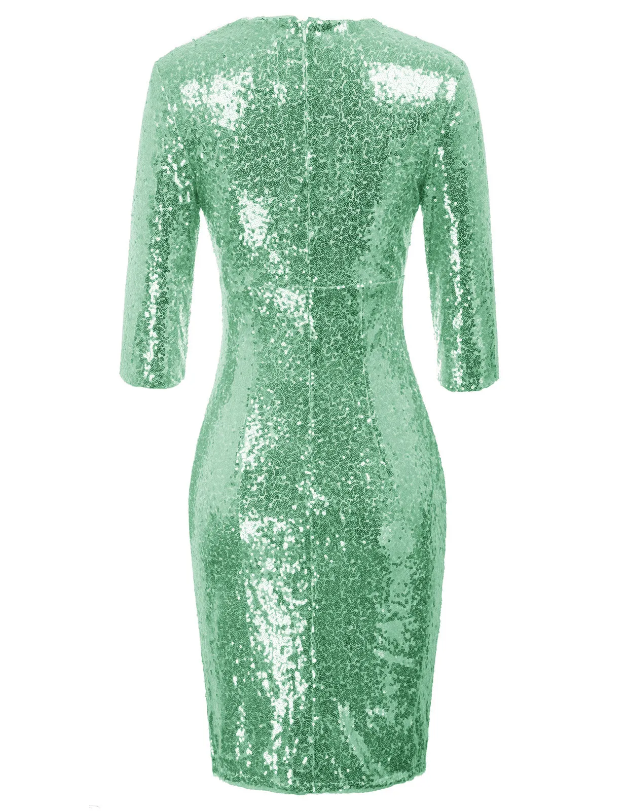 Vintage 50s Sequin Pencil Dress V Neck Glitter Dresses