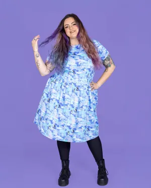 Winter Friends Stretch Belted Tea Dress with Pockets