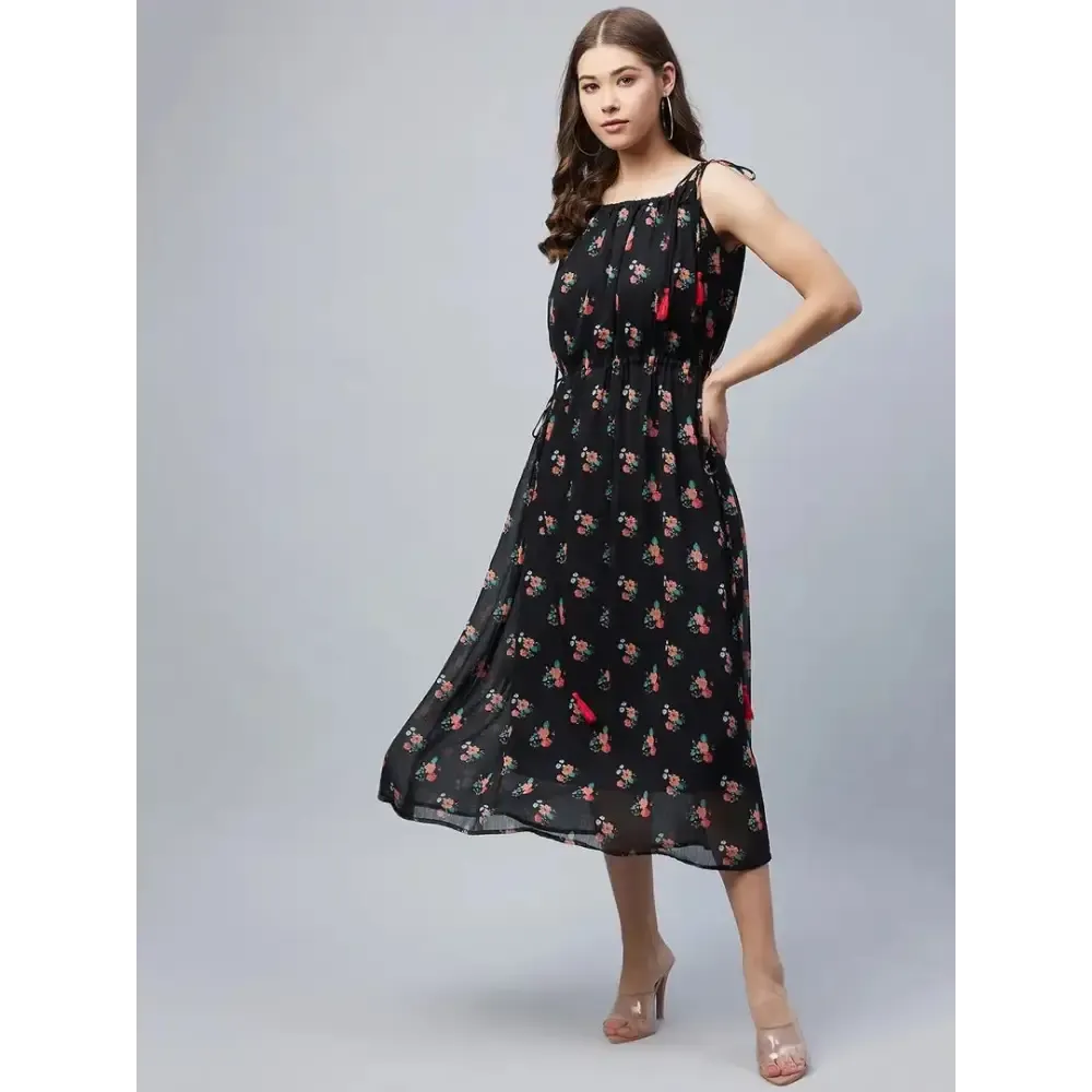 Women Stylish Chiffon Fit and Flare Dress