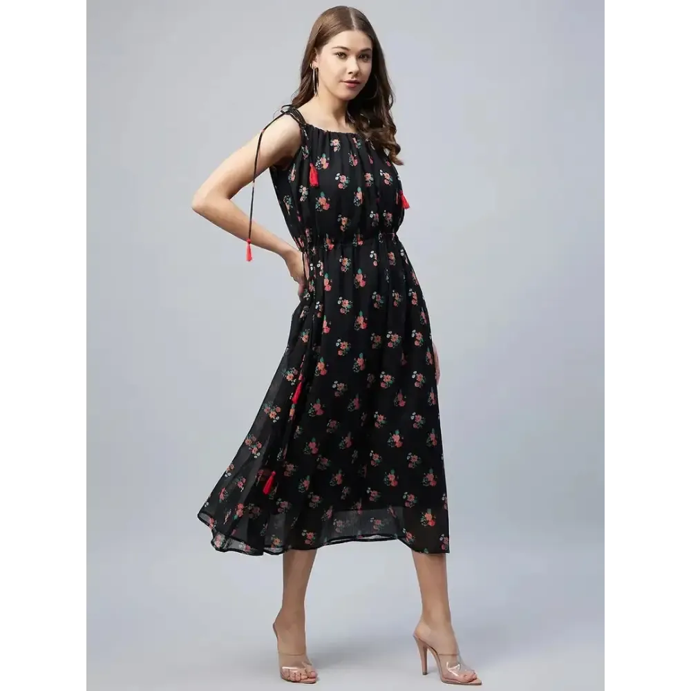 Women Stylish Chiffon Fit and Flare Dress