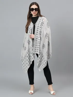 Women's Casual Grey Self Design Stole